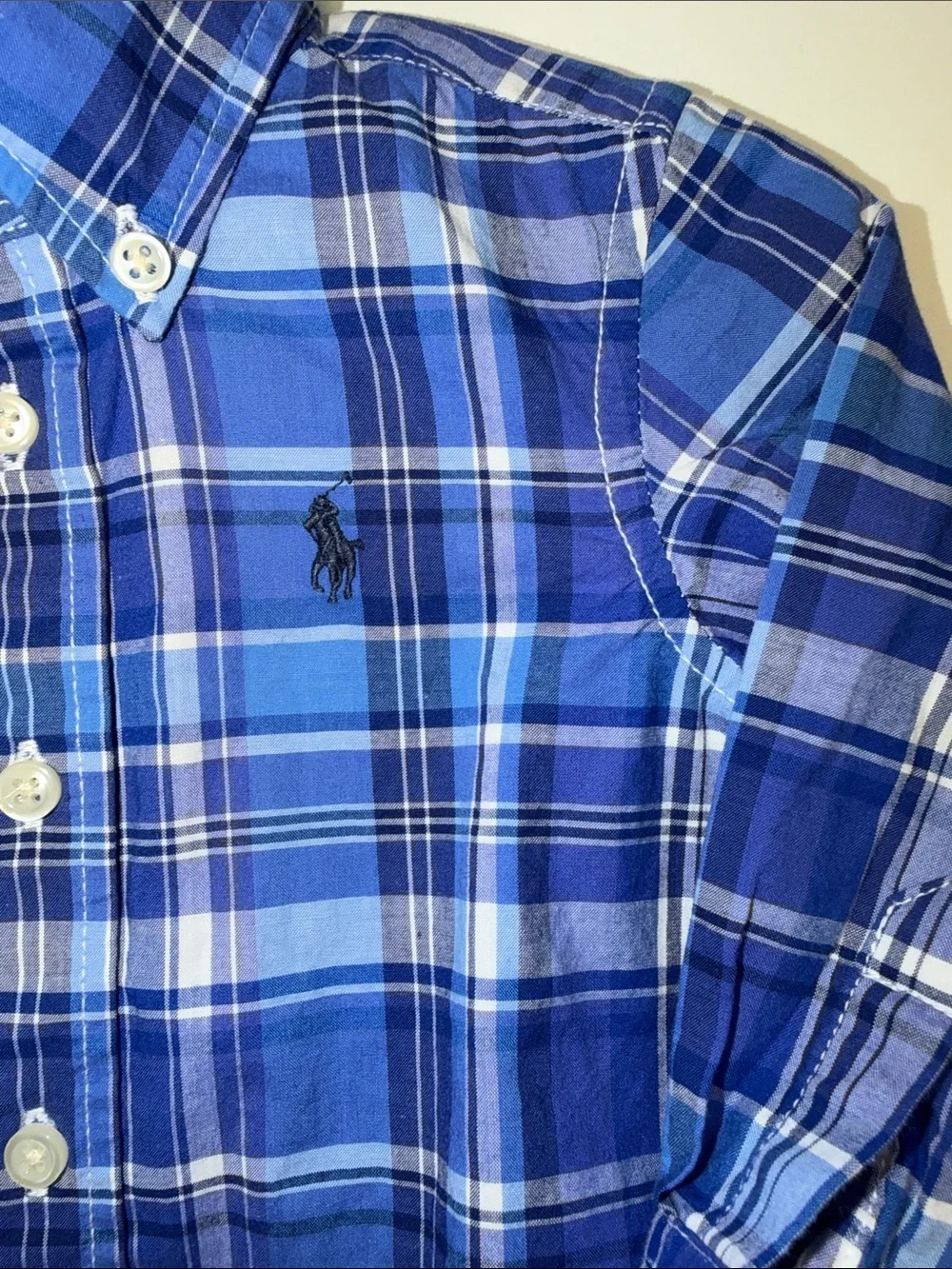 Ralph Lauren Blue Plaid Button-Down Shirt for Kids - Multi Blue